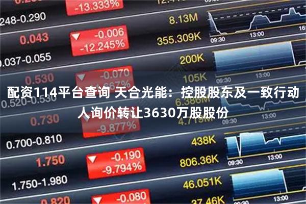 配资114平台查询 天合光能：控股股东及一致行动人询价转让3630万股股份